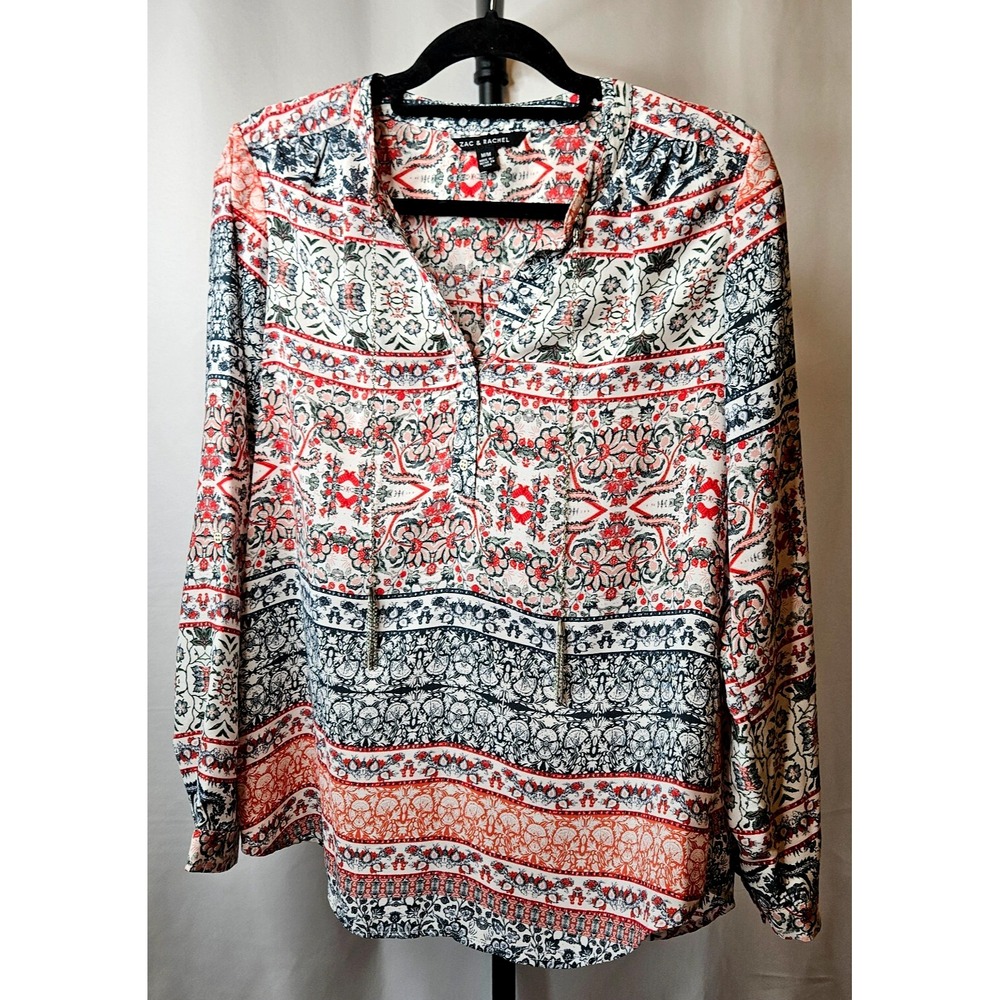 Zac & Rachel blue and red long sleeve blouse size medium Y2K